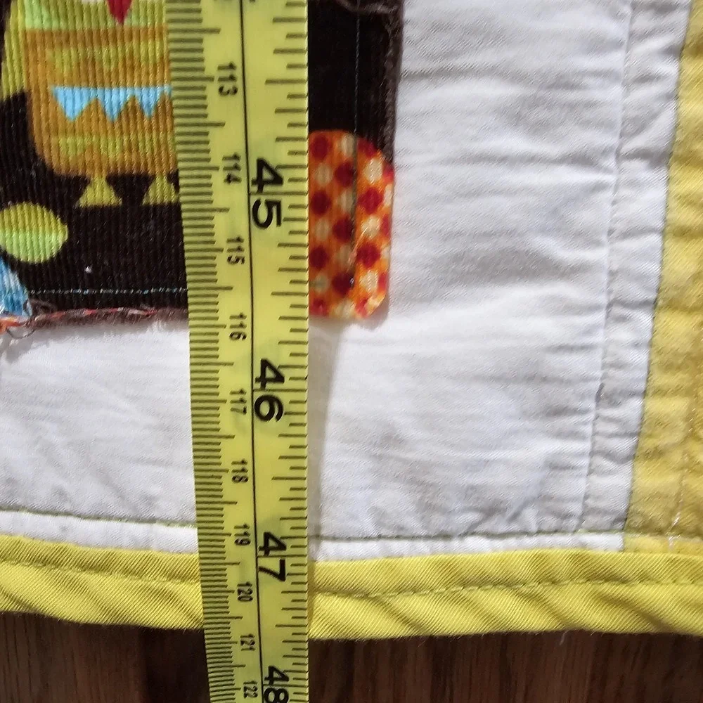 Handmade Baby Quilt Patchwork Owls Flowers Cotton Microfiber Back 48x40 Multi